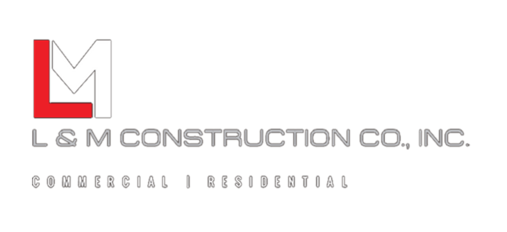 L&M Construction Co., Inc. logo, featuring a red L and white M with the word 'COMMERCIAL