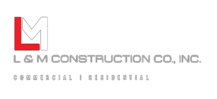 L&M Construction Co., Inc. logo, featuring a red L and white M with the word 'COMMERCIAL